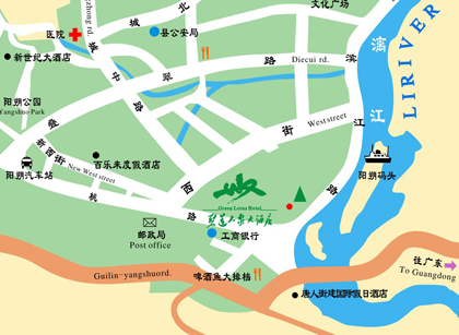 Umgebungsplan des Green Lotos Hotels Yangshuo 